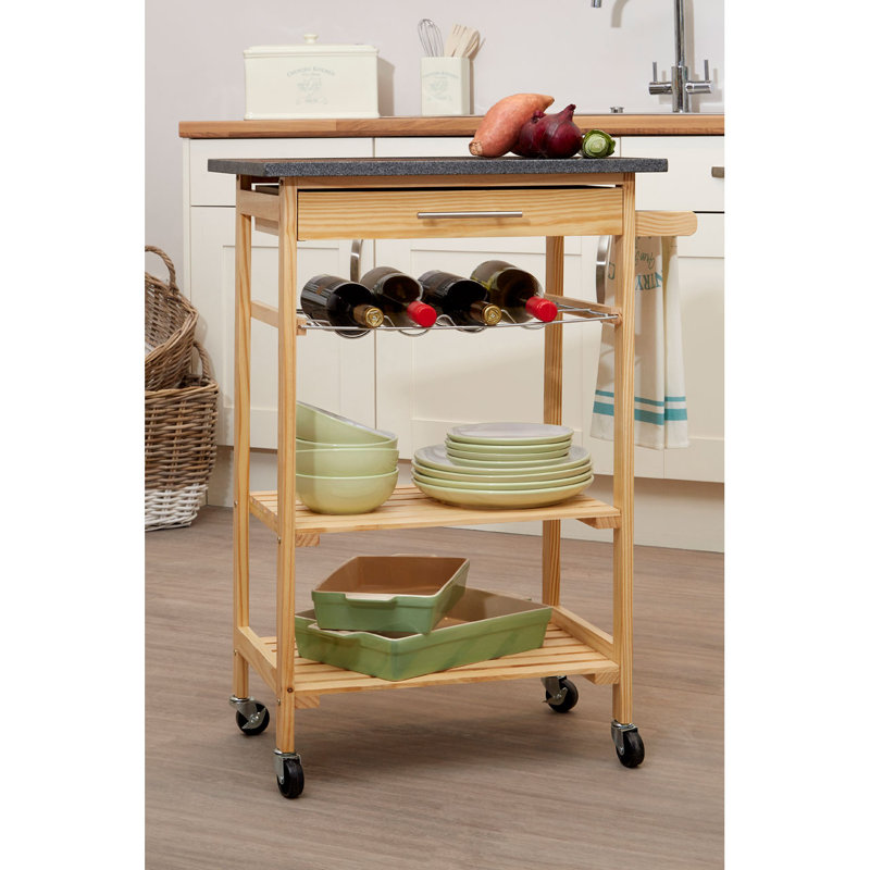 17 Stories Wybron Kitchen Trolley with Granite Top & Reviews Wayfair